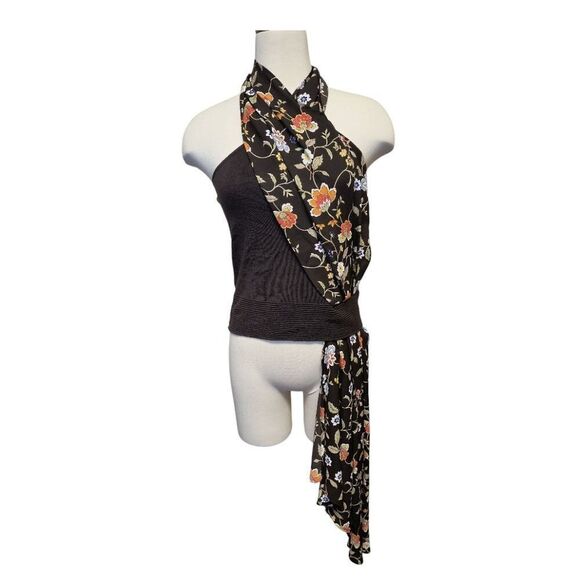 New York & Company Tops - New York & Company Brown Knit And FloralTop